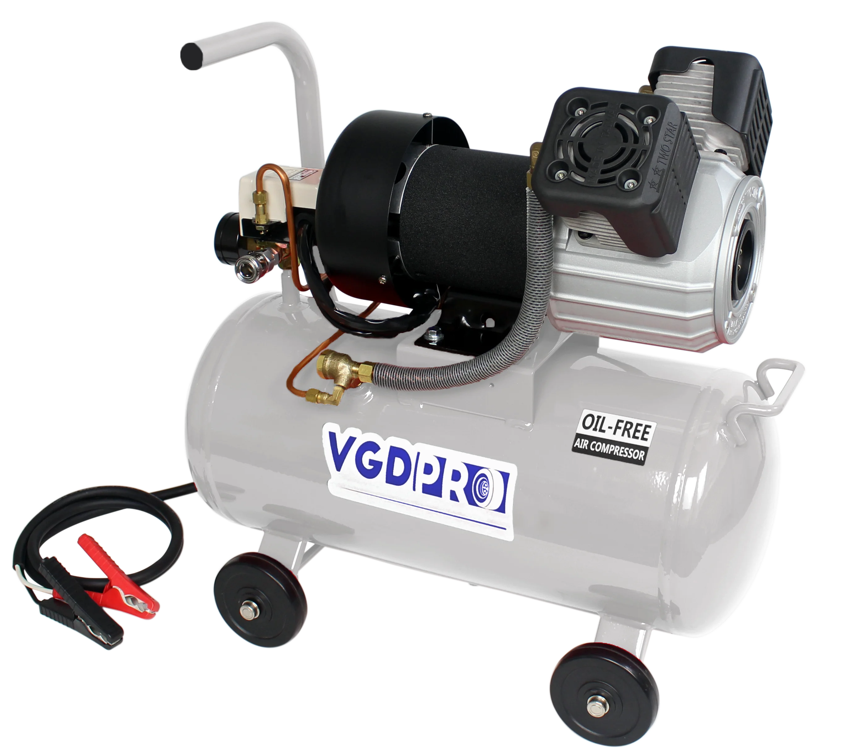 VGDPRO 48V DC Oil Free Weatherproof Twin Piston Air Compressor with 25 liter tank